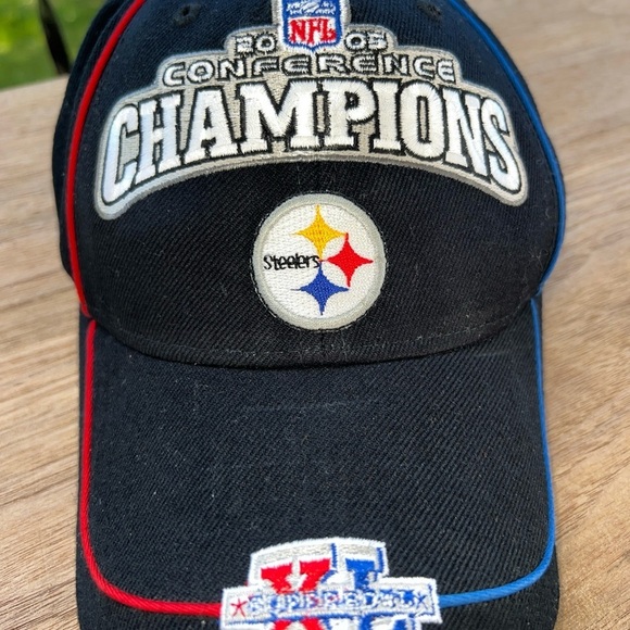 Pittsburgh Steelers ‘05 NFL Conference Champs Reebok One Size Cap Hat Wool Blend - Picture 3 of 6
